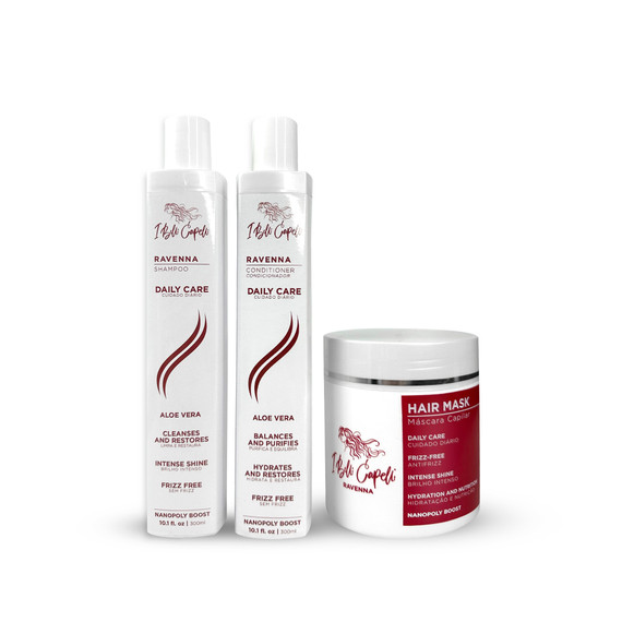 I Belli Capelli Ravenna Daily Care Kit – Shampoo and Conditioner 2x300ml + Hair Mask 500g I Belli Capelli Ravenna Daily Care Kit – Shampoo and Conditioner 2x300ml + Hair Mask 500g