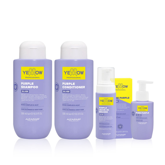 Kit Alfaparf Yellow Shampoo Conditioner Silver Pure Home Care Complete Hydration For Blonde Hair Care
