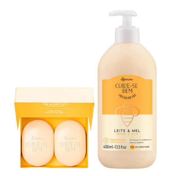 O Boticário Kit Cuide-se Bem Leite e Mel Deodorant Moisturizing Lotion & Duo Bar Soap