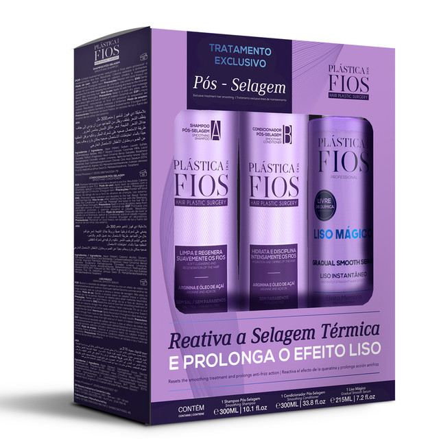 Kit Plastica dos Fios Shampoo Conditioner Liso Mágico Post-Sealing Exclusive Treatment Hair Care