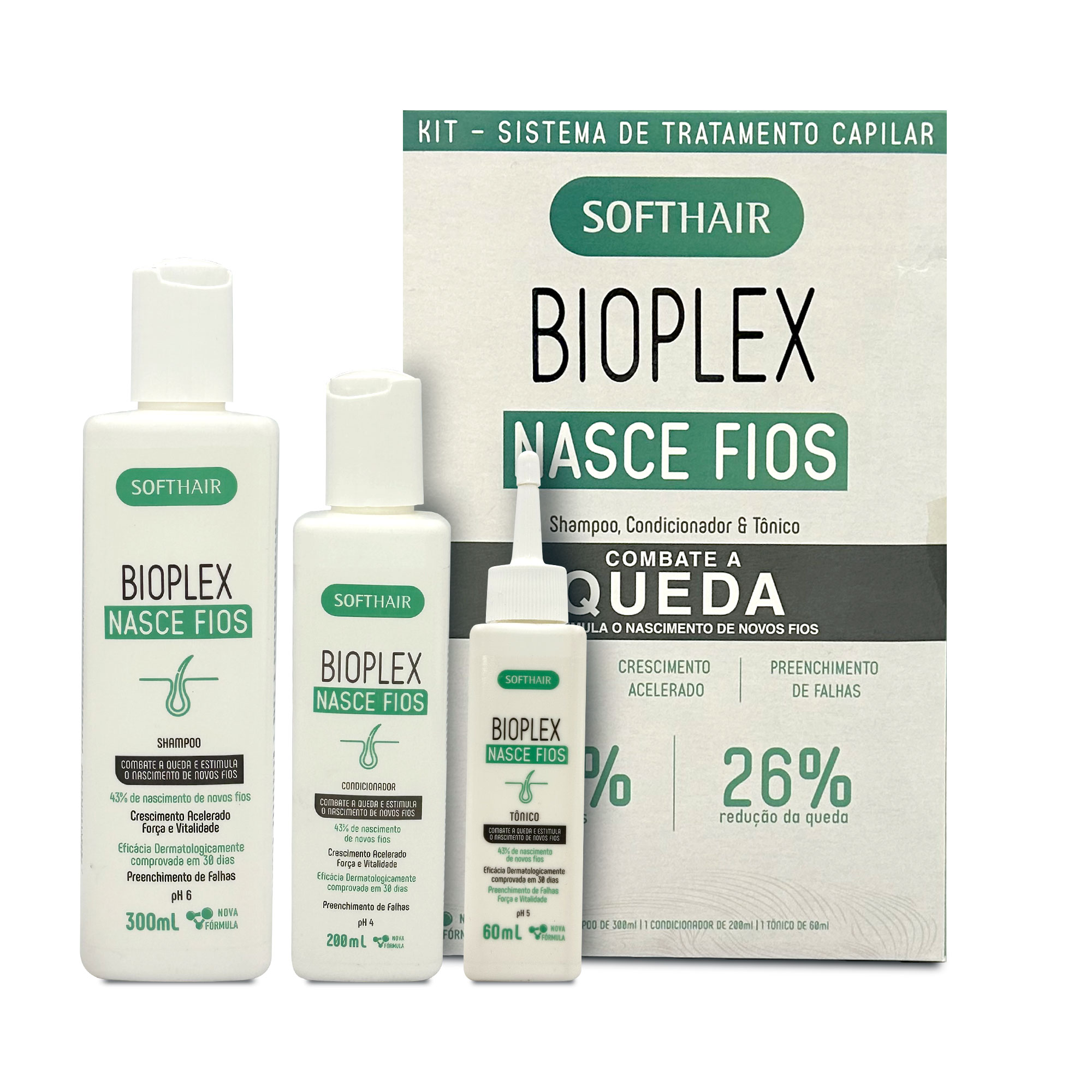 Bioplex Nasce Fios Soft Hair Shampoo & Conditioner & Tonic Kit
