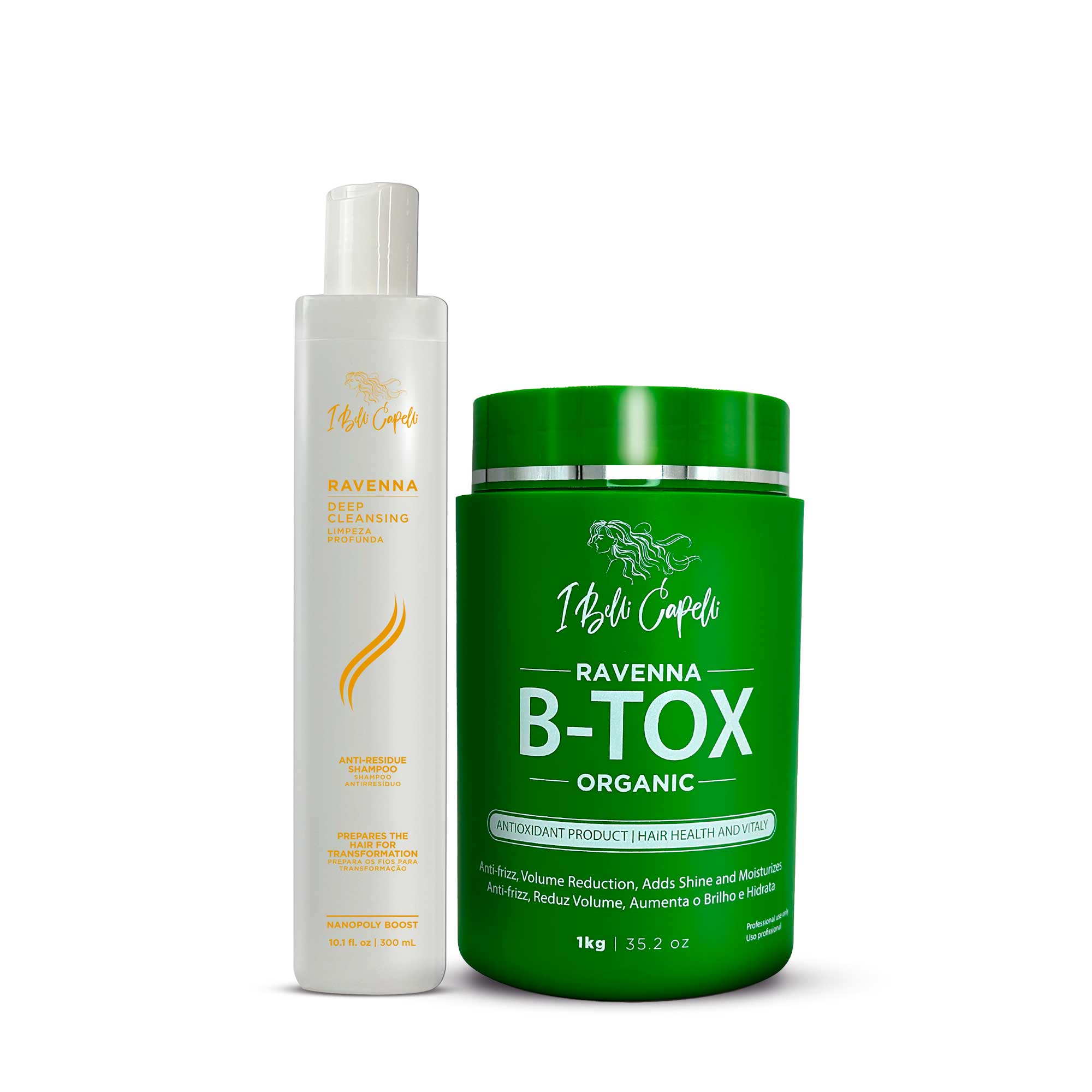 Beau Cerenju TREATMENT SHAMPOO 2本セット I Belli Capelli Ravenna B-tox Organic Kit + Anti-Residue Shampoo