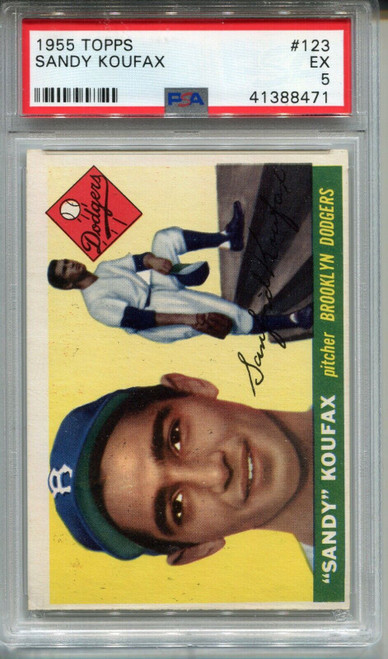 1955 Topps Baseball #123 Sandy Koufax Rookie Card PSA 5 EX Dodgers '55