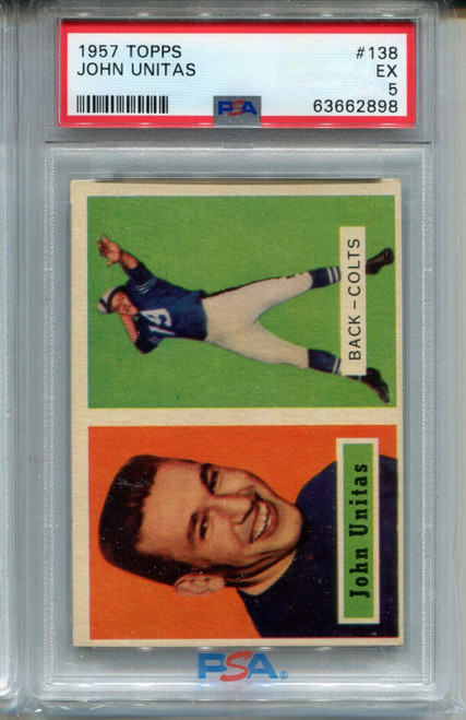 1957 Topps Football #138 John Johnny Unitas Rookie Card Graded PSA 5 Ex Colts