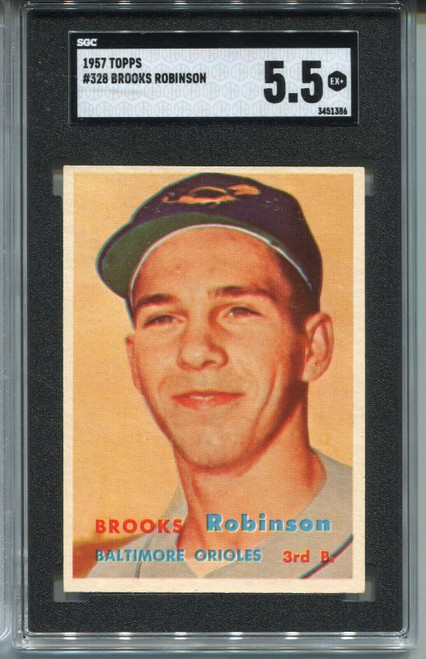 1957 Topps Baseball #328 Brooks Robinson Rookie Card Graded SGC 5.5