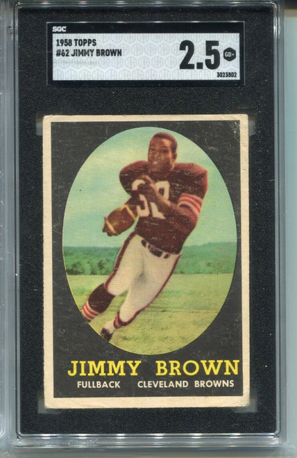1958 Topps Football #62 Jimmy Jim Brown Rookie Card Graded SGC 2.5 Centered