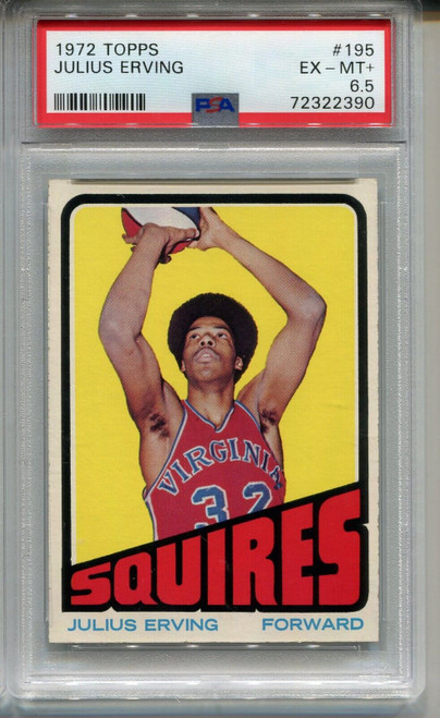 1972 Topps Basketball #195 Julius Erving Rookie Card Graded PSA 6.5 Ex MINT+