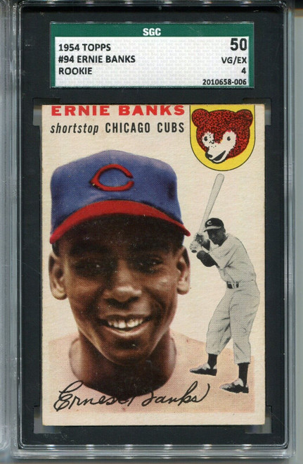 1954 '54 Topps Baseball #94 Ernie Banks Rookie Card RC Graded SGC 50 4