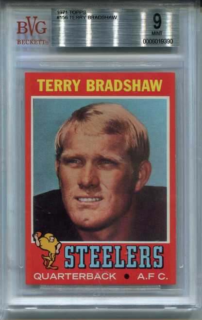 1971 Topps Football #156 Terry Bradshaw Rookie Card RC Graded BVG 9 MINT