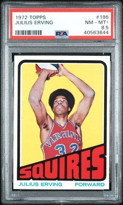 1972 Topps Basketball #195 Julius Erving Rookie Card Graded PSA 8.5 NM MINT+