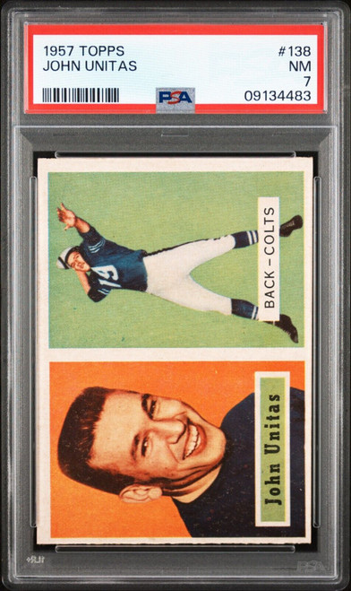 1957 Topps Football #138 John Johnny Unitas Rookie Card Graded PSA 7 Nr MINT