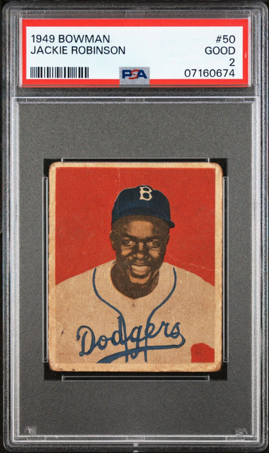 1949 Bowman Baseball #50 Jackie Robinson Card Graded PSA 2 Centered