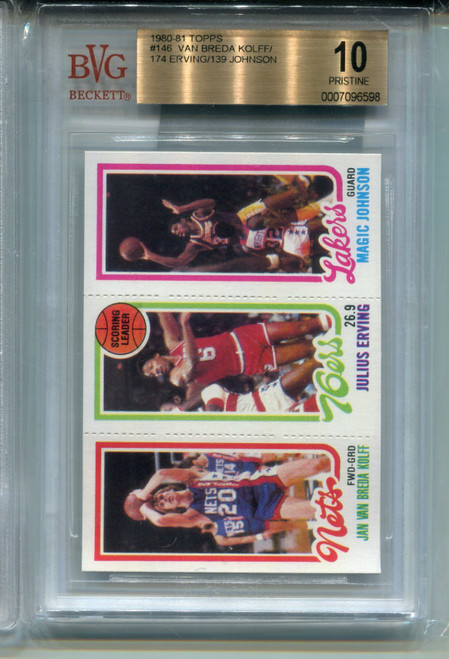 1980 Topps Magic Johnson Rookie Card BVG 10 Pristine w Julius Erving Dr J Graded