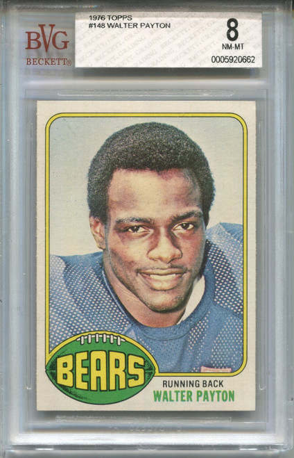 1976 Topps Walter Payton Rookie Card BVG 8 NM MINT Graded Football #148