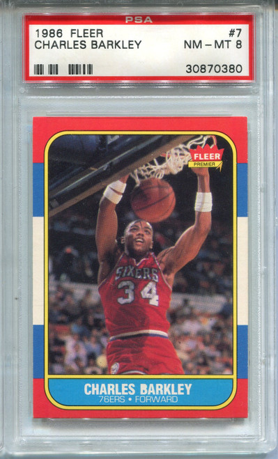 1986 Fleer Charles Barkley Rookie Card PSA 8 NM MINT Graded Basketball #7