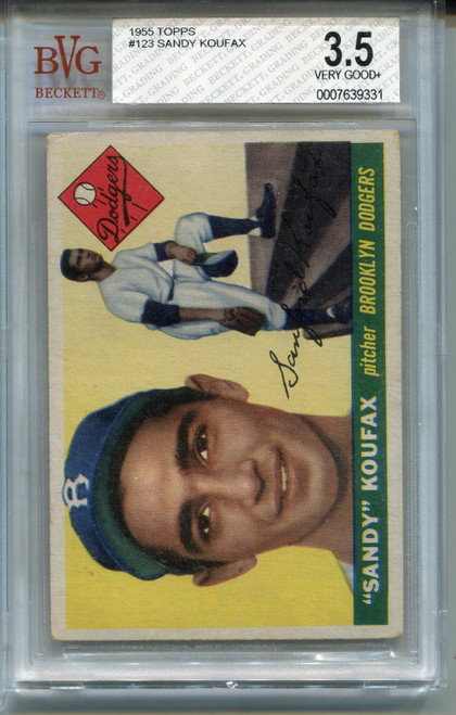 1955 Topps Sandy Koufax Rookie Card BVG 3.5 Centered Baseball #123