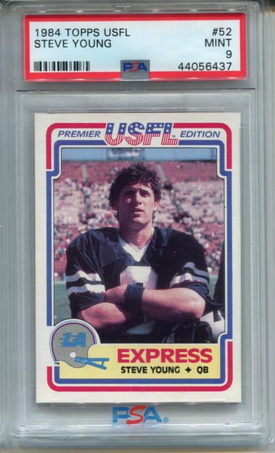 1984 Topps USFL Football #52 Steve Young Rookie Card XRC Graded PSA 9 MINT