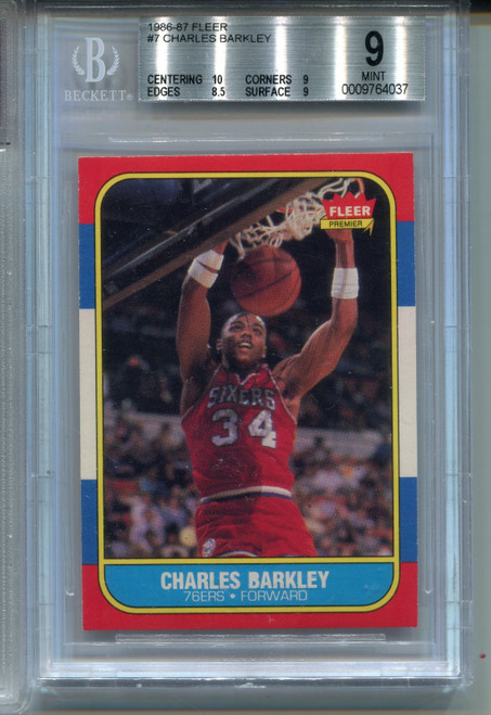 1986 Fleer Charles Barkley Rookie Card BGS 9  10 Centering Graded MINT 1986 Fleer Charles Barkley Rookie Card BGS 9  10 Centering Graded MINT