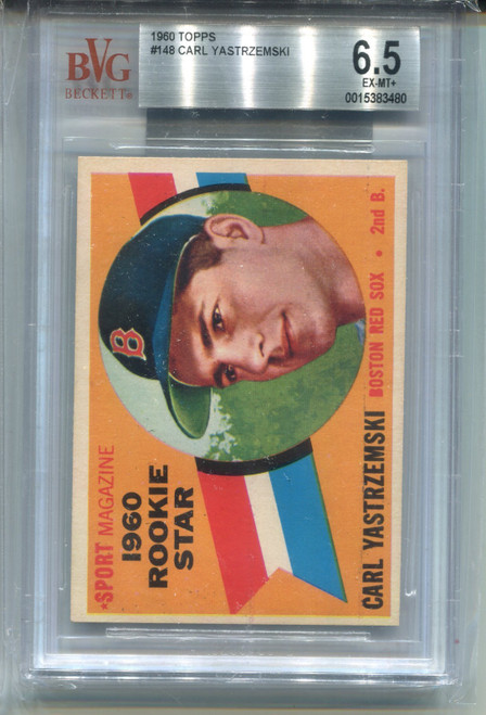 1960 Topps Carl Yastrzemski Rookie Card BVG 6.5 Ex MINT+ Graded Baseball #148 1960 Topps Carl Yastrzemski Rookie Card BVG 6.5 Ex MINT+ Graded Baseball #148