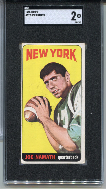 1965 Topps Joe Namath Rookie Card SGC 2 Graded Football #122 1965 Topps Joe Namath Rookie Card SGC 2 Graded Football #122