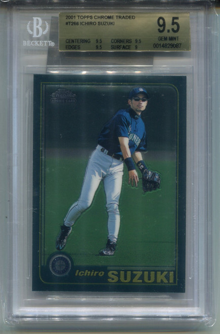 2001 Topps Chrome Traded Ichiro Suzuki Rookie Card BGS 9.5 Gem Mint Graded #T266