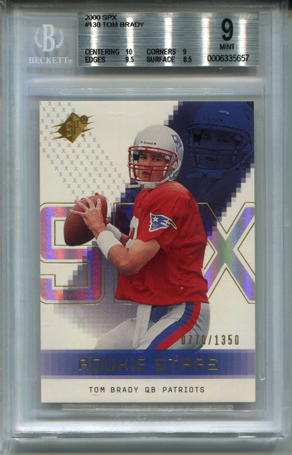 2000 SPx  Tom Brady Rookie Card BGS 9 Graded Mint Football #130