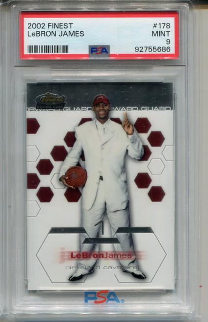 2002 Finest #178 Lebron James Rookie Card Graded PSA 9 MINT Basketball