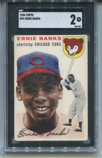 1954 Topps Ernie Banks Rookie Card SGC 2 Graded Baseball #94