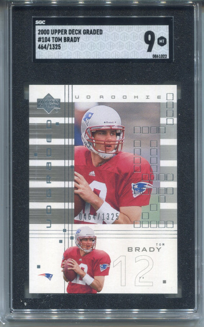 2000 UD Graded  Tom Brady Rookie Card SGC 9 Graded Mint Upper Deck #104 Football