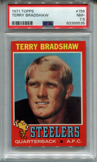 1971 Topps Terry Bradshaw Rookie Card PSA 7.5 Nr MINT+ Graded Football #156