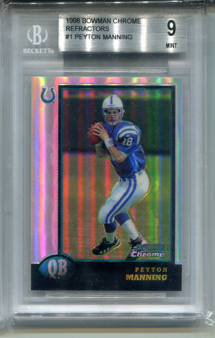 1998 Bowman Chrome Refractors Peyton Manning Rookie Card BGS 9 Mint Graded w 9.5
