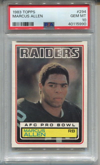 1983 Topps Marcus Allen Rookie Card PSA 10 Gem Mint Graded Football #294