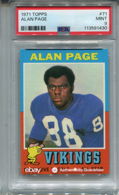 1971 Topps Alan Page Card PSA 9 MINT Graded Football #71
