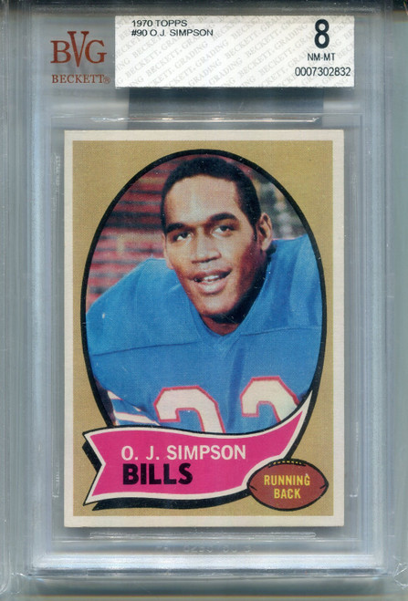 1970 Topps O.J. Simpson Rookie Card BVG 8 NM MINT Graded Football #90