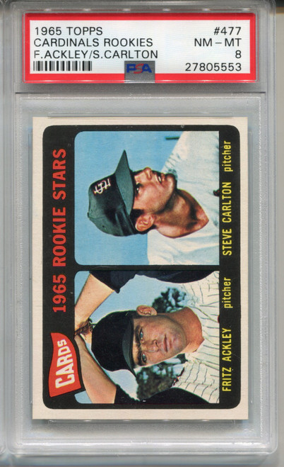 1965 Topps Steve Carlton Rookie Card PSA 8 NM MINT Graded Baseball #477