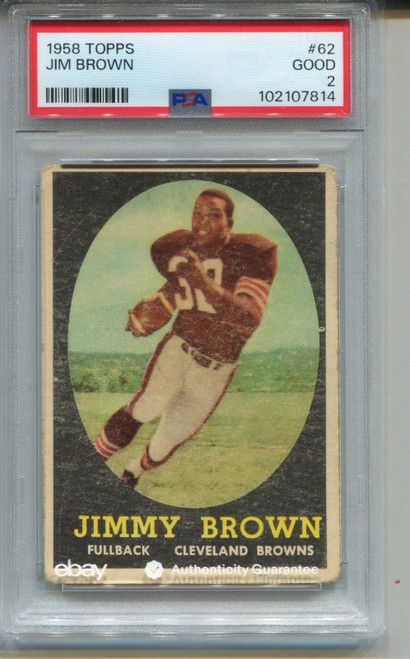 1958 Topps Jim Brown Rookie Card PSA 2 Graded Football #62