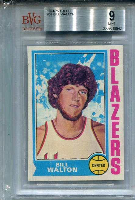 1974 Topps Bill Walton Rookie Card BVG 9 MINT Graded Basketball #39