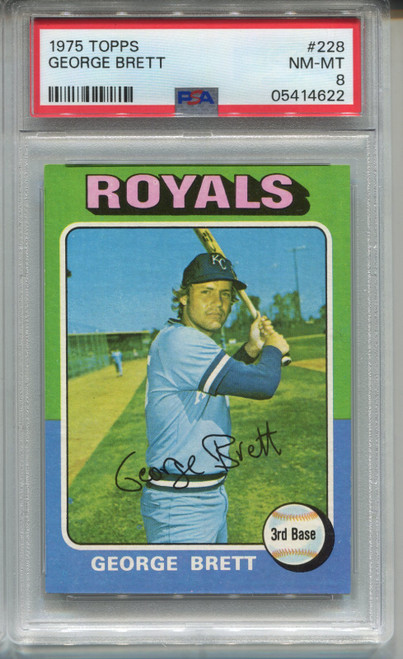 1975 Topps George Brett Rookie Card PSA 8 NM MINT Graded Baseball #228
