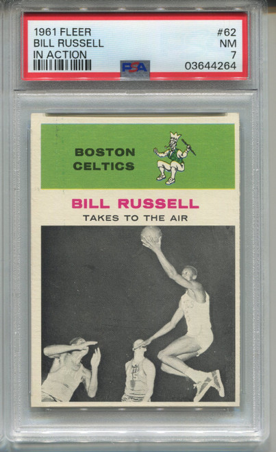 1961 Fleer Bill Russell Card PSA 7 Nr MINT Graded Basketball #62