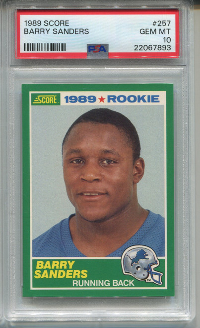 1989 Score Barry Sanders Rookie Card PSA 10 Gem Mint Graded RC Football #257