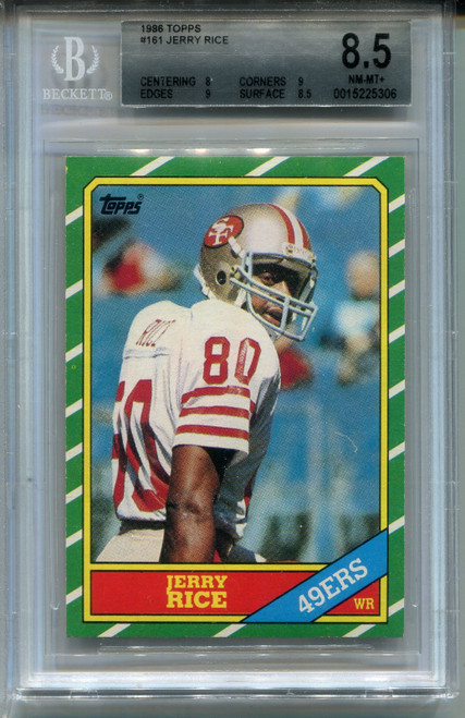 1986 Topps Jerry Rice Rookie Card BGS 8.5 NM MINT+ Football #161