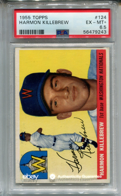 1955 Topps Harmon Killebrew Rookie Card PSA 6.5 Ex MINT+ Graded Baseball #124