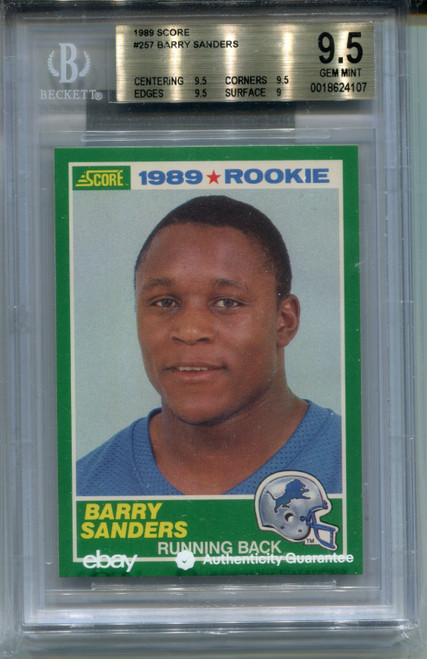 1989 Score Barry Sanders Rookie Card BGS 9.5 GEM MINT Graded Football #257