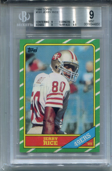 1986 Topps Jerry Rice Rookie Card BGS 9 MINT Graded Football #161