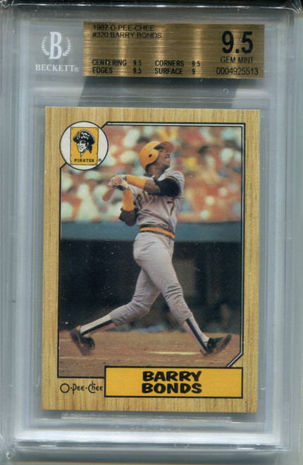 1987 O-Pee-Chee Barry Bonds Rookie Card BGS 9.5 Gem Mint Graded OPC Baseball 320