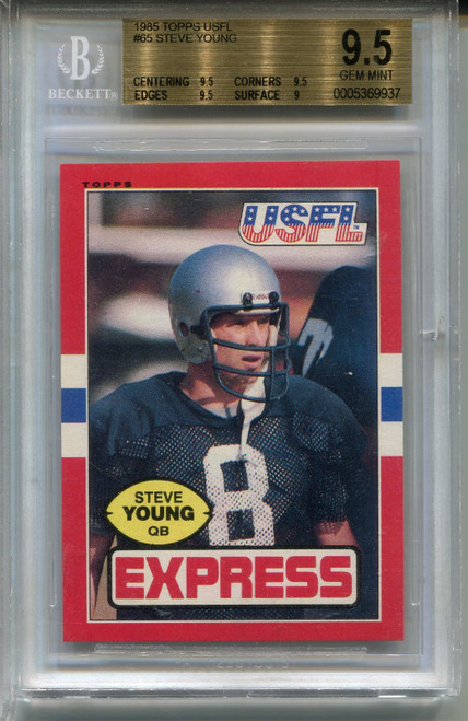 1985 Topps USFL Steve Young Card BGS 9.5 Gem Mint Graded Football #65