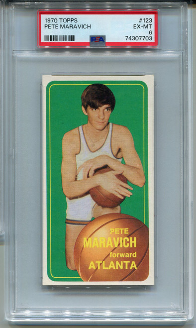 1970 Topps Pete Maravich Rookie Card PSA 6 Ex MINT Graded Basketball #123