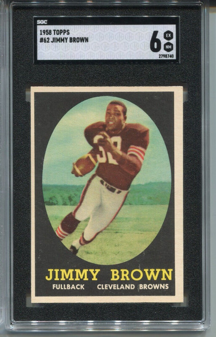 1958 Topps Football #62 Jim Brown Rookie Card RC Graded SGC 6 Ex MINT