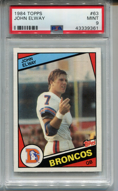 1984 Topps John Elway Rookie Card PSA 9 MINT Graded Football #63