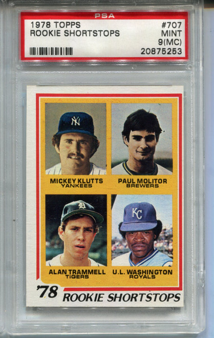 1978 Topps Paul Molitor Alan Trammell Rookie Card PSA 9 MINT MC Graded